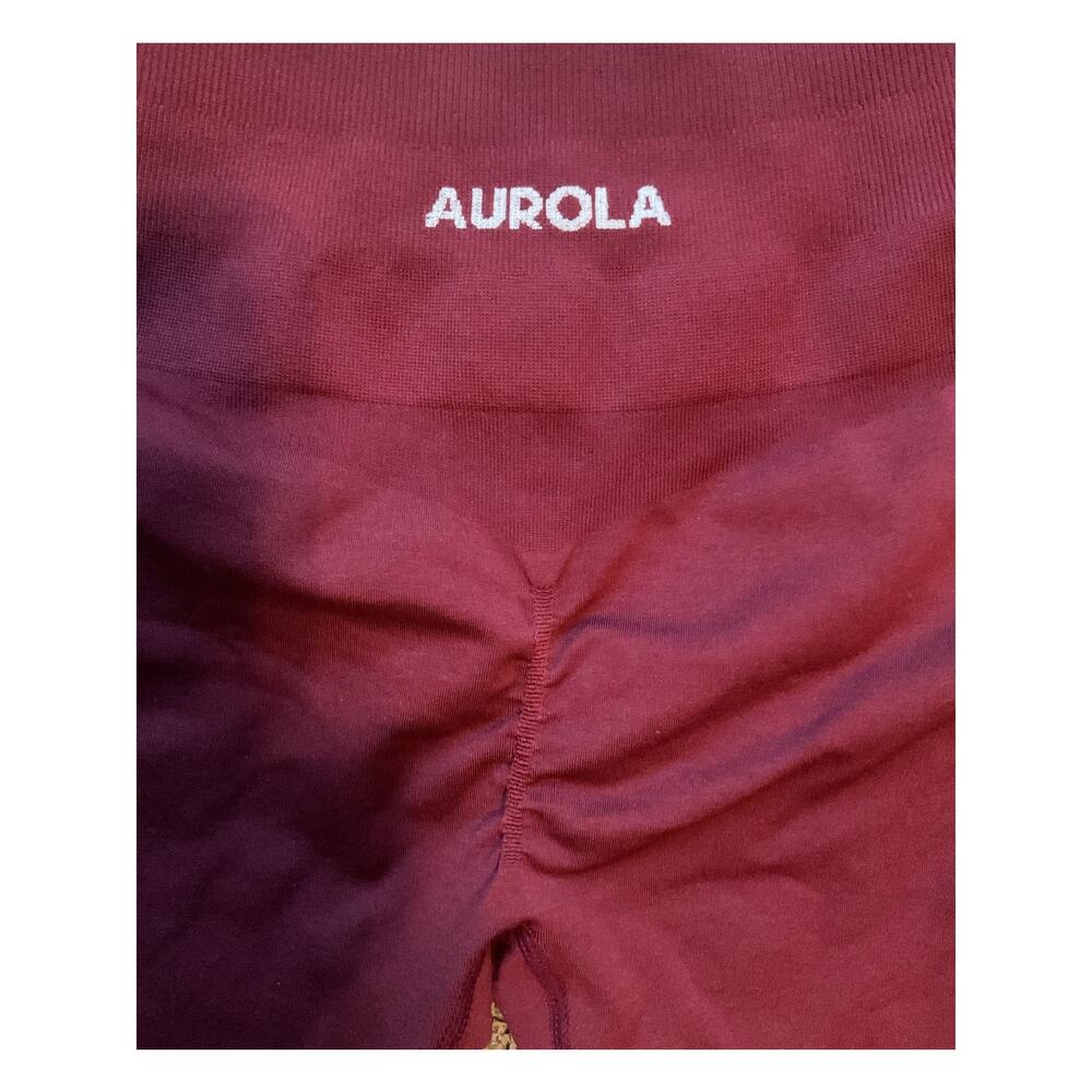 AUROLA Seamless Scrunch Butt Leggings Burgundy High Waist Activewear Size S - Picture 3 of 3